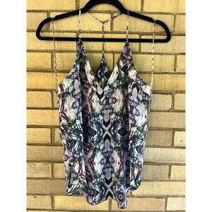 Rory Beca Blue Purple Kaleidoscope Silk Racerback Camisole Tank Top XS